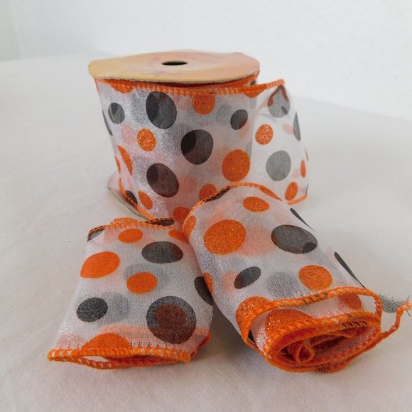 Lot Of 13+ Halloween Ribbon Various Lengths Widths Amounts Some Wired New Pieces - Picture 8 of 12